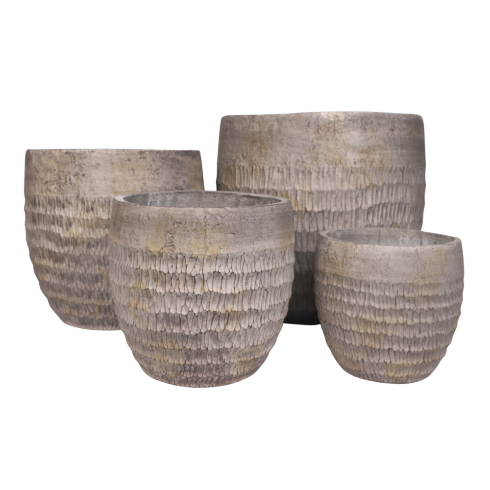 ~ 4 Cache-pots grandes tailles plante extérieur béton gris 26-33-42-51cm Chemin de campagne - Imagen 1