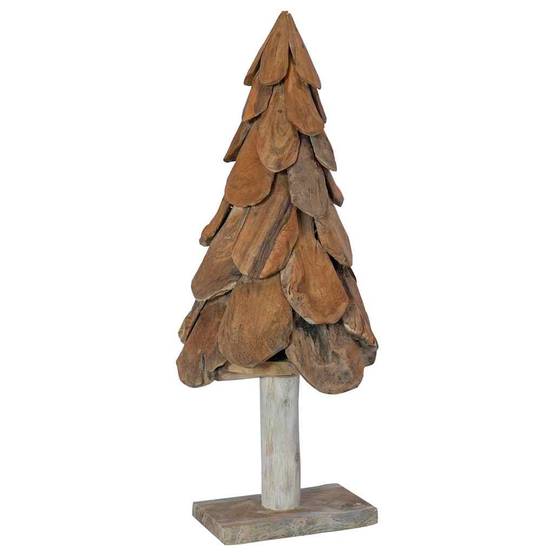 Sapin de Noël rustique en bois de teck massif décoration naturelle 90 cm – ComfortXL Outdoor Living - Image 2