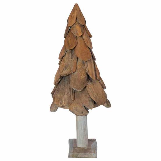 Sapin de Noël rustique en bois de teck massif décoration naturelle 90 cm – ComfortXL Outdoor Living - Image 5