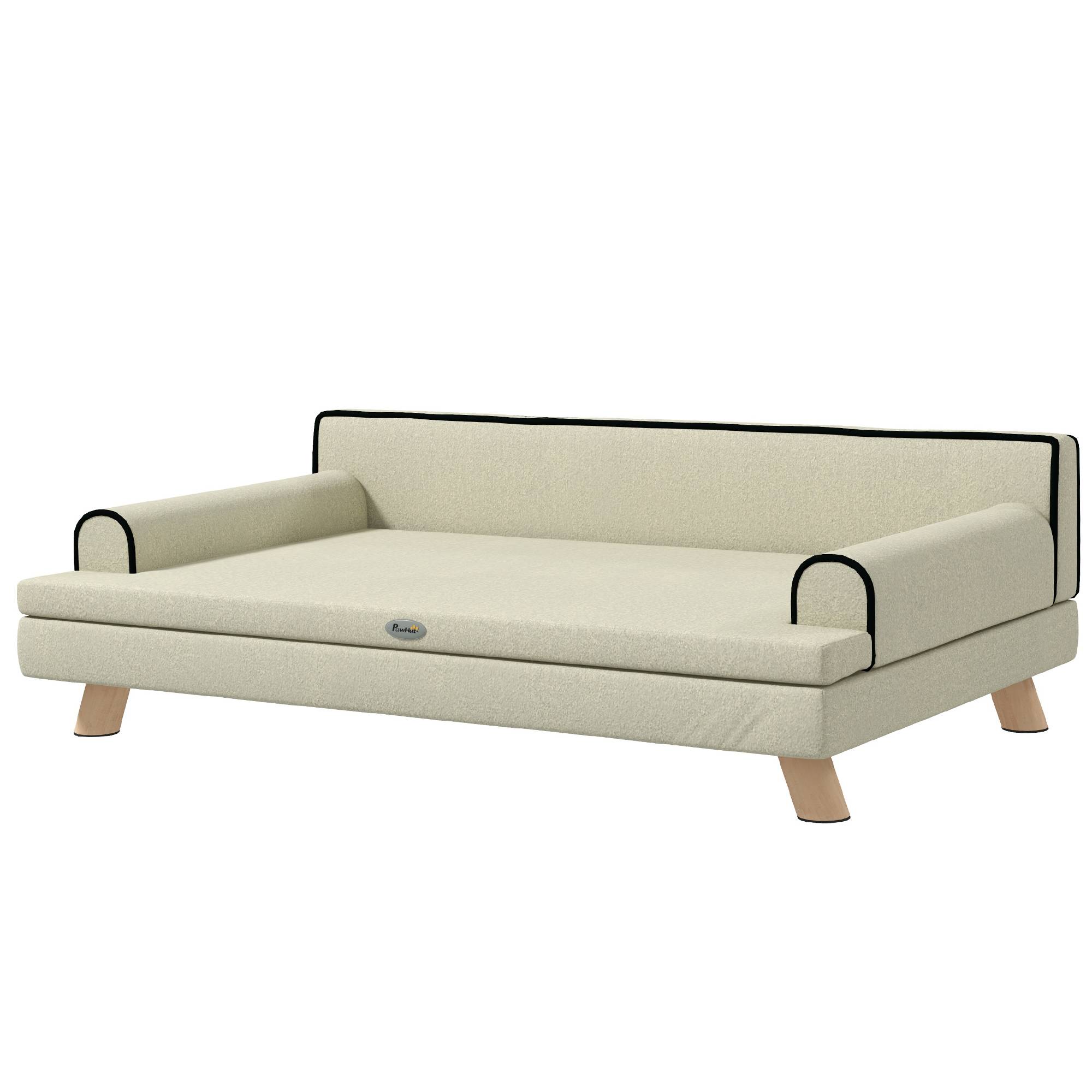 Sans Marque - Canapé chien chat design scandinave coussin moelleux amovible pieds bois massif 100x62x32 cm beige - Image 2