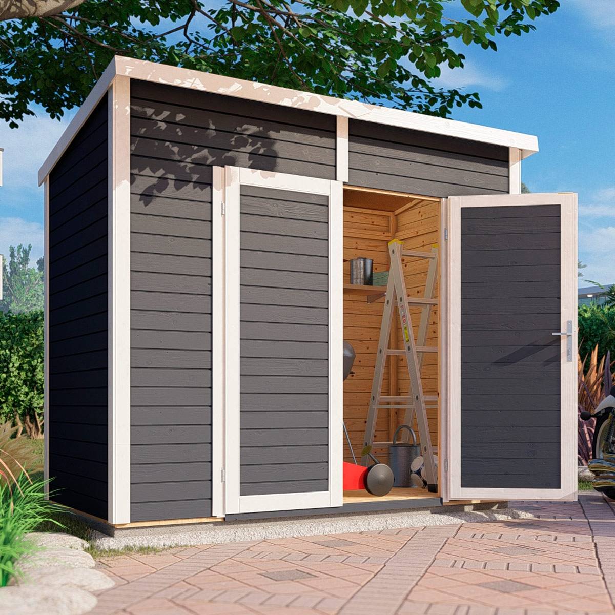 Abri de jardin en bois anthracite Bertilo 2,95 m² - Bertilo - Imagen 2