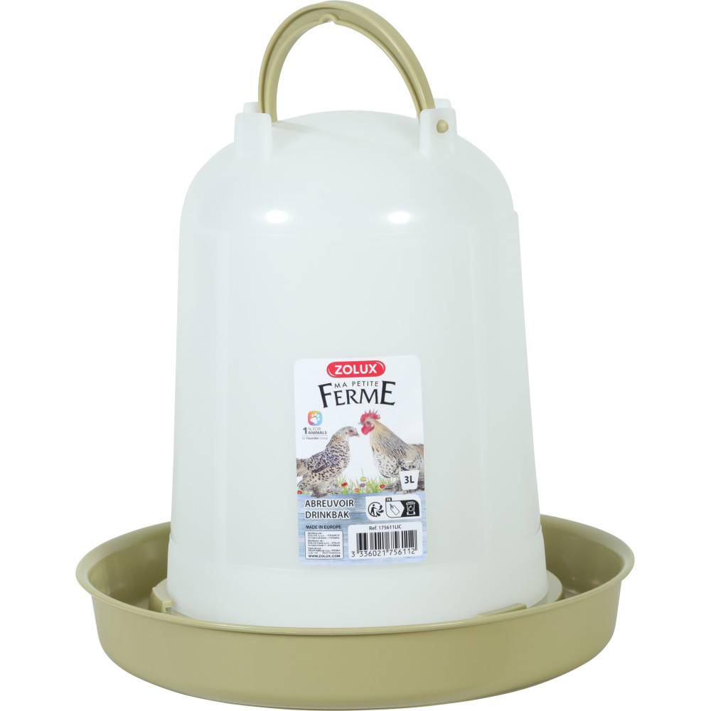 Zolux - Abreuvoir en plastique contenance  jusqu'à 3 Litres, vert, basse cour - Image 2