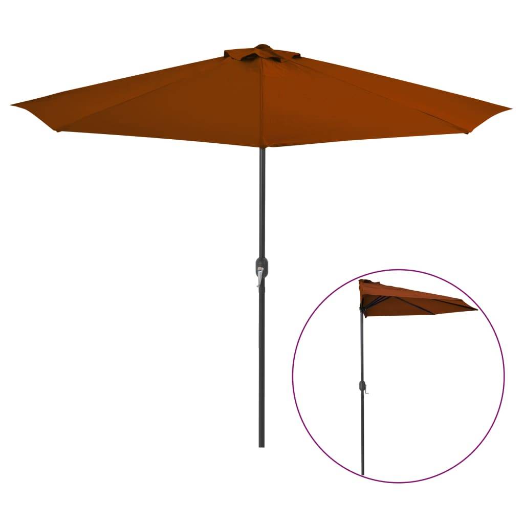 Helloshop26 - Parasol de balcon et mât en aluminium terre cuite 300 x 150 x 253 cm - Imagen 1