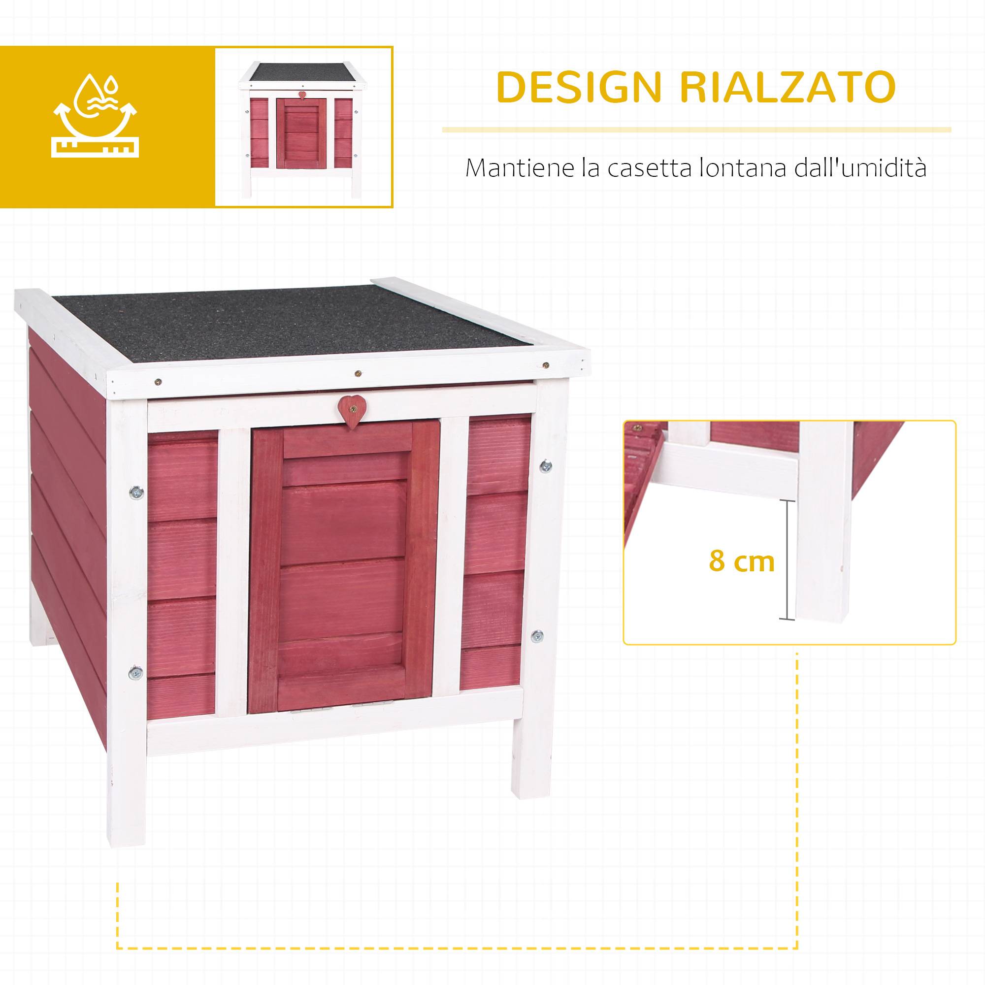 Abri lapin rongeur bois extérieur toit asphalte ouvrant rampe rouge 51x42x43cm - ComfortXL Outdoor Living - Image 7