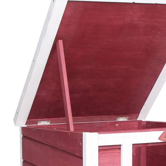Abri lapin rongeur bois extérieur toit asphalte ouvrant rampe rouge 51x42x43cm - ComfortXL Outdoor Living - Image 9