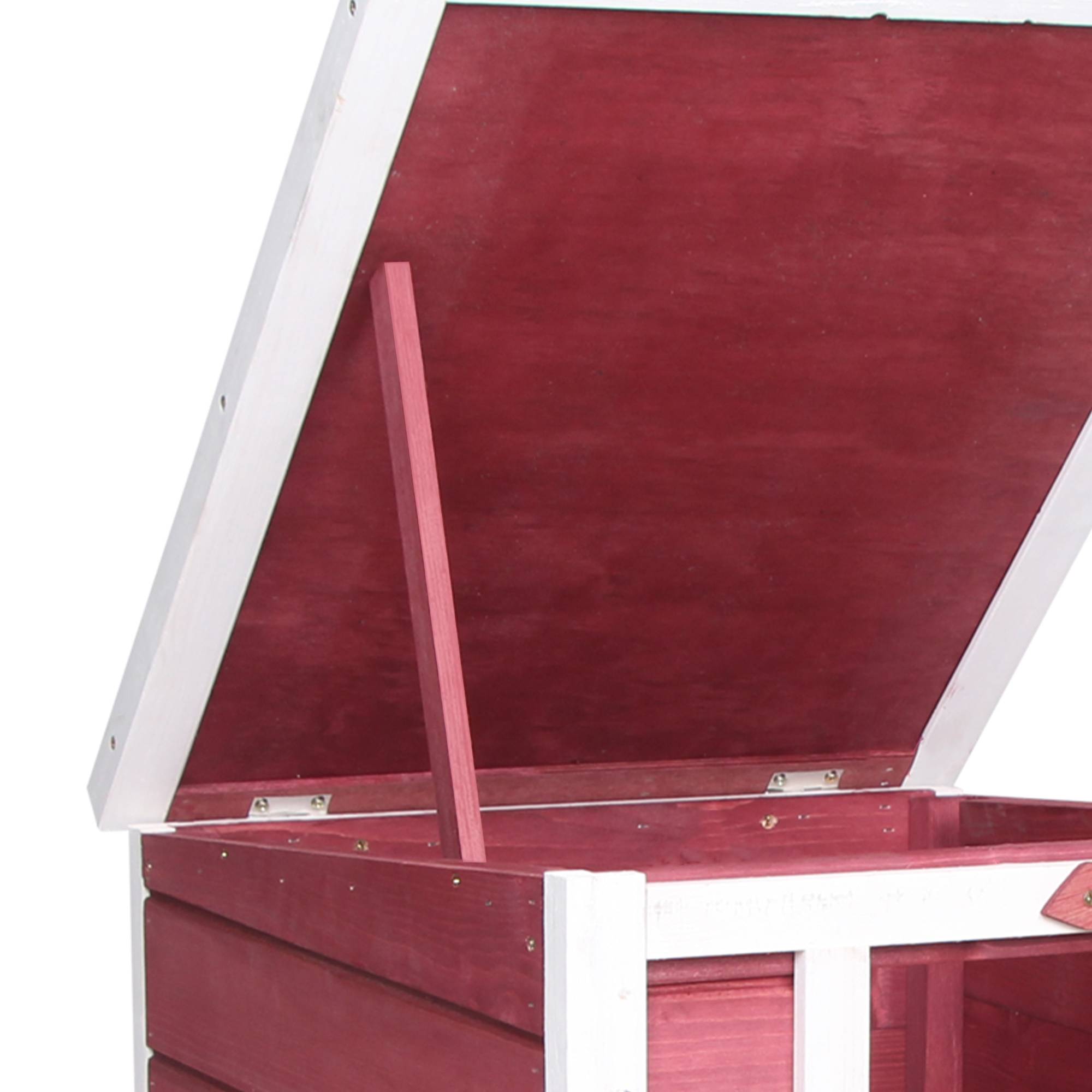 Abri lapin rongeur bois extérieur toit asphalte ouvrant rampe rouge 51x42x43cm - ComfortXL Outdoor Living - Image 9