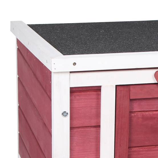 Abri lapin rongeur bois extérieur toit asphalte ouvrant rampe rouge 51x42x43cm - ComfortXL Outdoor Living - Image 10