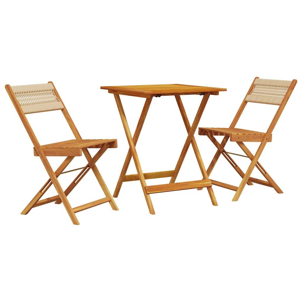 Vidaxl - Ensemble de bistro 3 pcs-Salons de jardin beige polypropylène et bois massif 868234 - Image 2