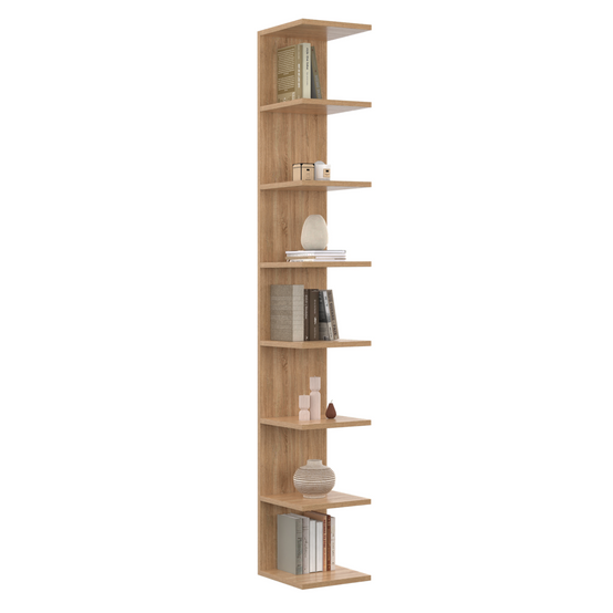 Etagère murale suspendue double position CHIARA 8 étagères façon hêtre 190 cm - Image 2