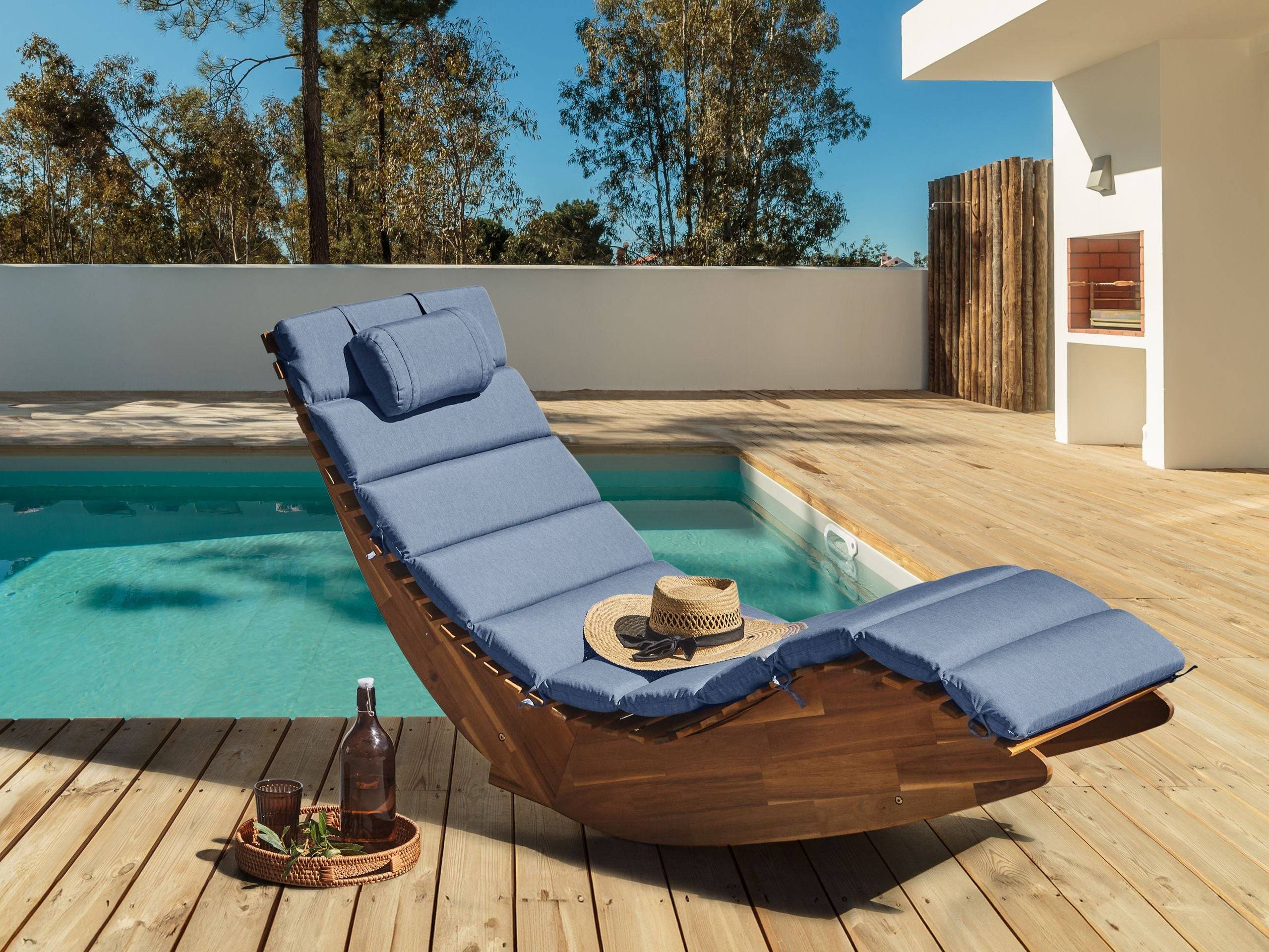 Beliani - Chaise longue Acacia Bleu BRESCIA PREMIUM - Beliani