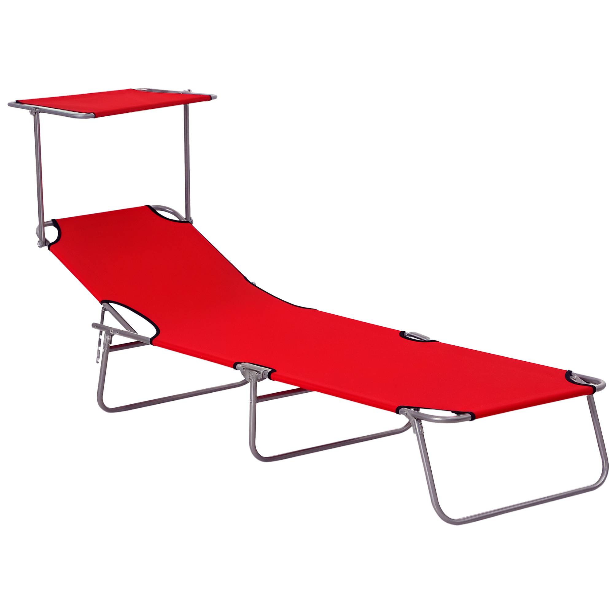 Transat pliant jardin rouge avec auvent dossier 4 positions capacité 120 kg camping extérieur