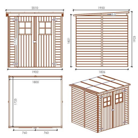 Altanka - Abri de jardin en bois 3.42 m2 - 1.9x1.8 m - traité - Couleur: vert - DOM10 - ALTANKA - Image 4