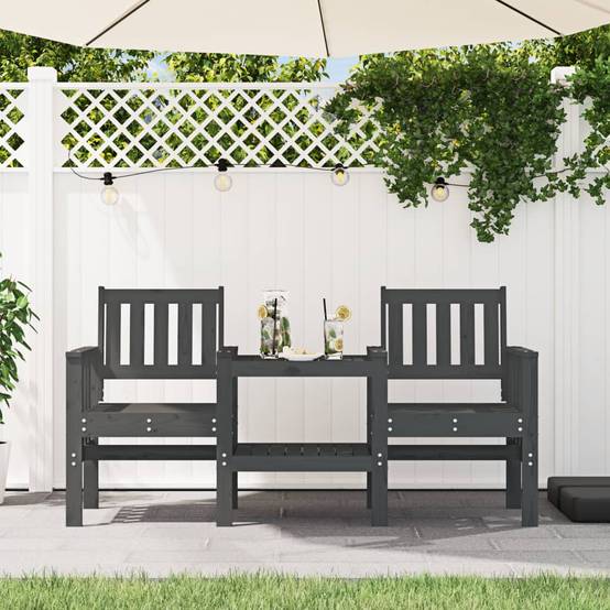 Maison Chic - Banc de jardin - Banc d'extérieur - Banquette avec table 2 places gris bois massif de pin-JU13943 - Imagen 2