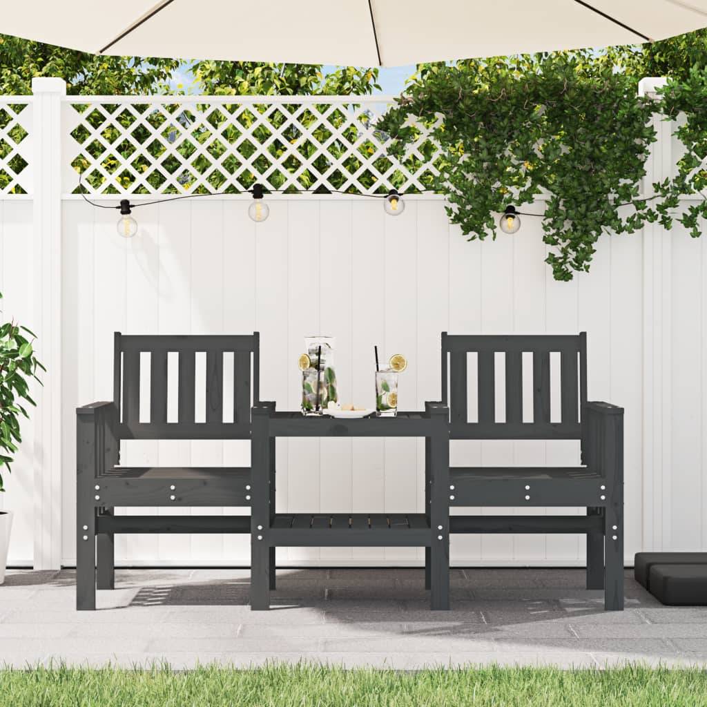 Maison Chic - Banc de jardin - Banc d'extérieur - Banquette avec table 2 places gris bois massif de pin-JU13943 - Imagen 2