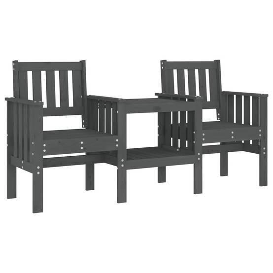 Maison Chic - Banc de jardin - Banc d'extérieur - Banquette avec table 2 places gris bois massif de pin-JU13943 - Imagen 1