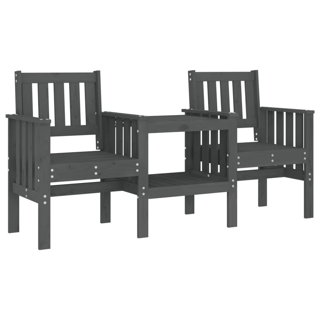 Maison Chic - Banc de jardin - Banc d'extérieur - Banquette avec table 2 places gris bois massif de pin-JU13943 - Imagen 1