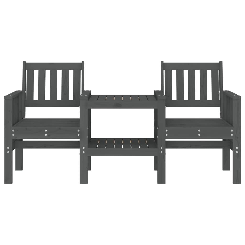 Maison Chic - Banc de jardin - Banc d'extérieur - Banquette avec table 2 places gris bois massif de pin-JU13943 - Imagen 3