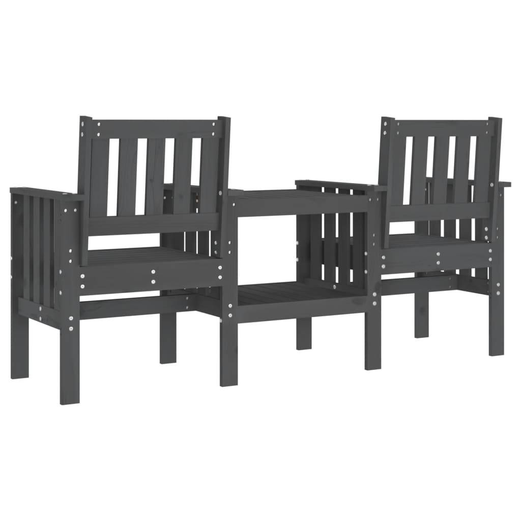 Maison Chic - Banc de jardin - Banc d'extérieur - Banquette avec table 2 places gris bois massif de pin-JU13943 - Imagen 5