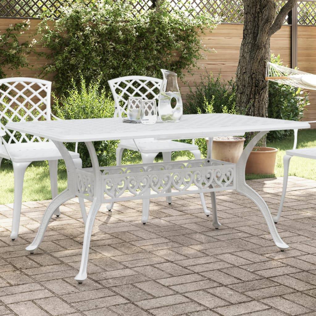 PANGIVO - Table de jardin aluminium coulé blanc 150 x 90 x 72 cm - PANGIVO