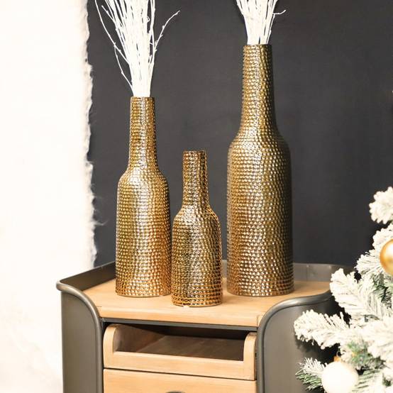 Vase en céramique doré 11 x 30.5 Ø ouv 2,5 Chemin de campagne - Imagen 3