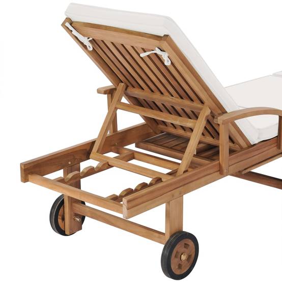 Helloshop26 - Lot de 2 transats chaise longue bain de soleil lit de jardin terrasse meuble d'extérieur avec coussins bois de teck solide crème - Imagen 8