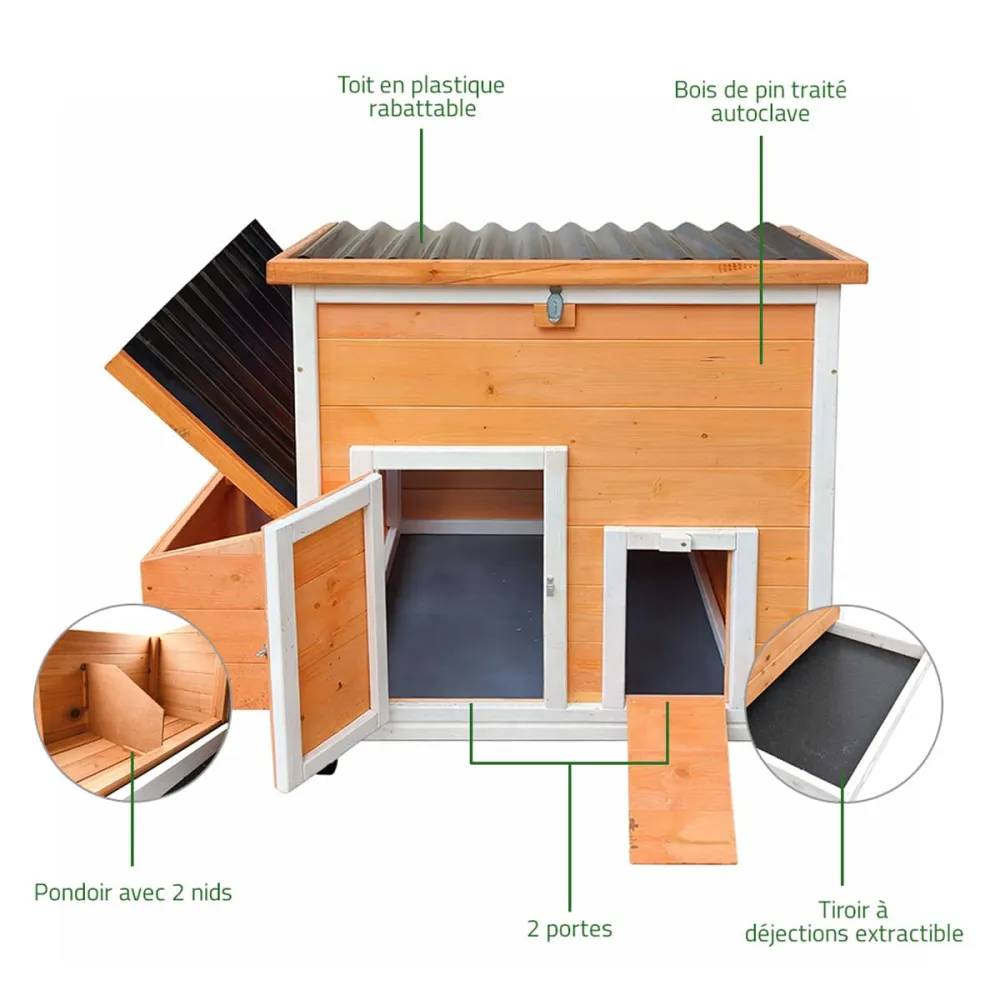 Poulailler Hefa+ avec enclos intégré 200x115x75cm - Jusqu'à 6 poules - Image 3