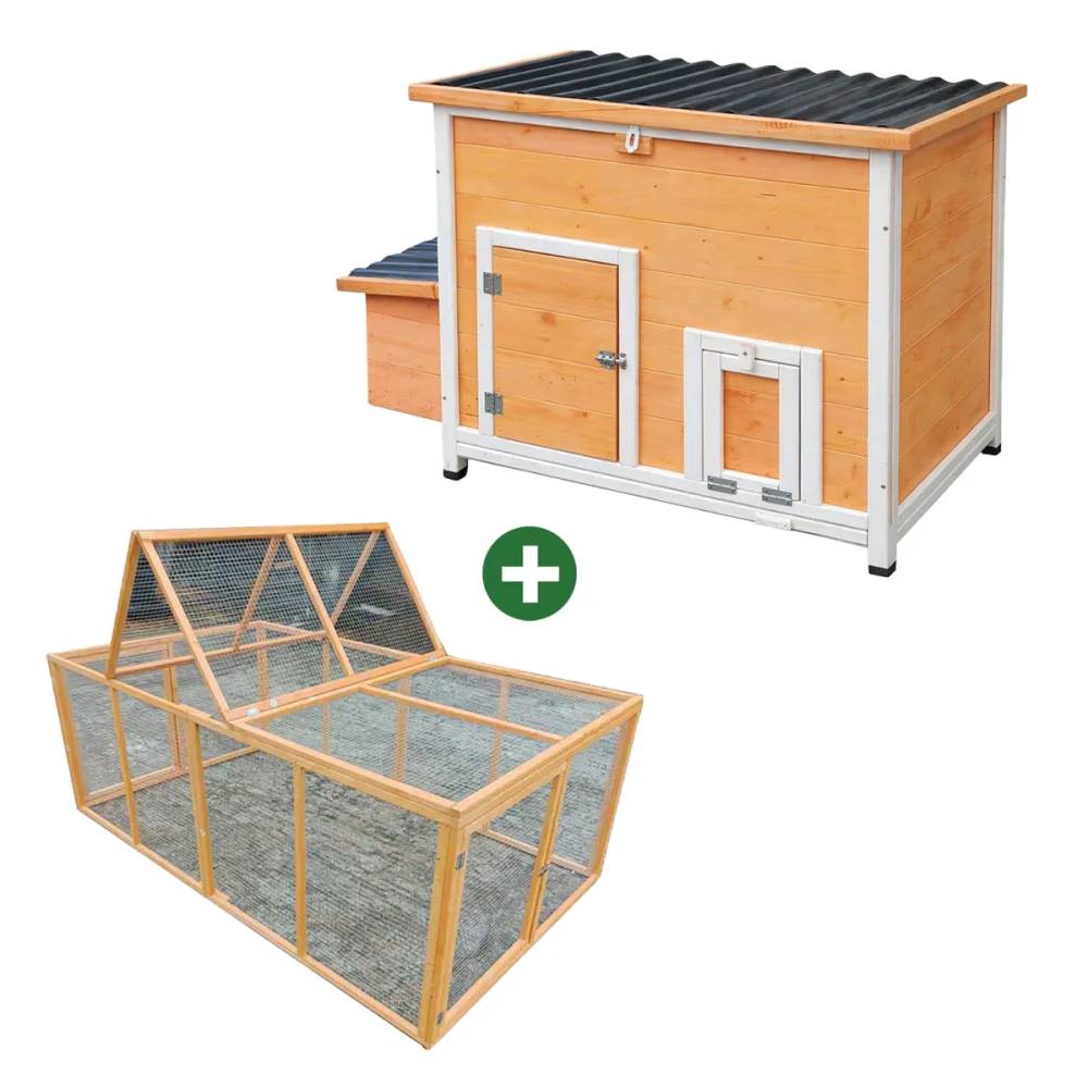 Poulailler Hefa+ avec enclos intégré 200x115x75cm - Jusqu'à 6 poules - Image 1