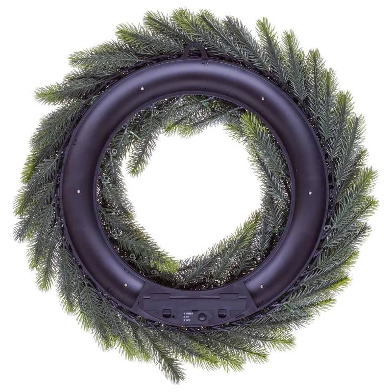 Lotti - Couronne sapin artificiel de Noël Lumineuse Prelit PE Verte ø60cm 80 LED Blanc Chaud Fixe IP44 à Piles - Lotti - Image 5