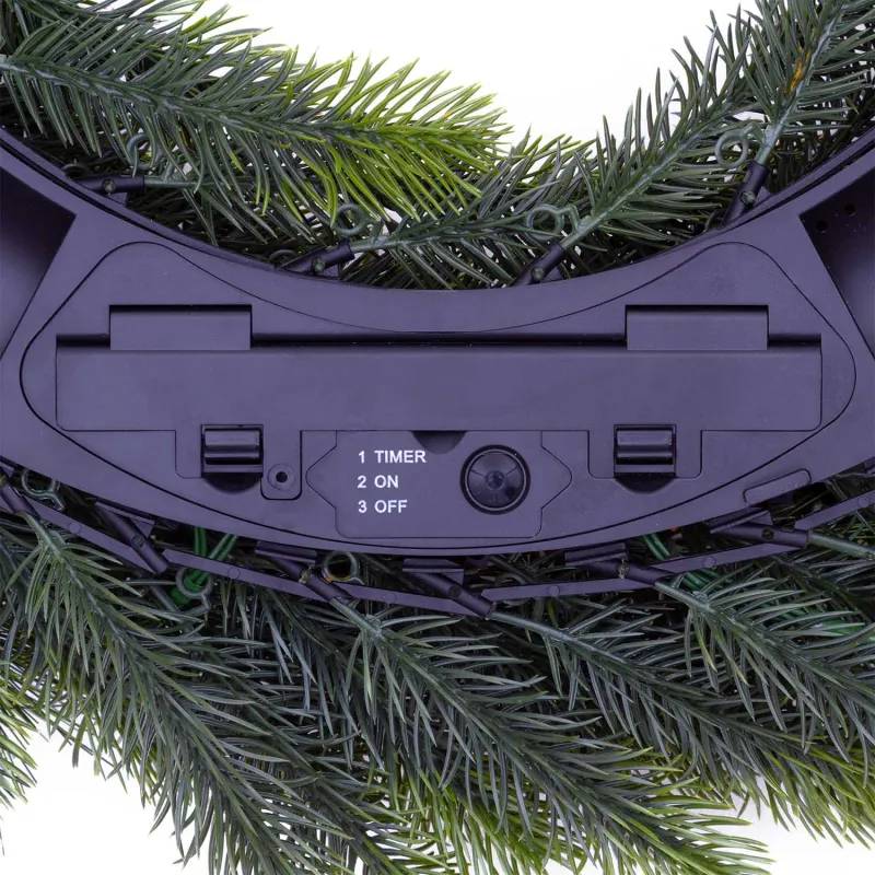 Lotti - Couronne sapin artificiel  de Noël Lumineuse Prelit PE Verte ø60cm 80 LED Blanc Chaud Fixe IP44 à Piles - Lotti - Image 6