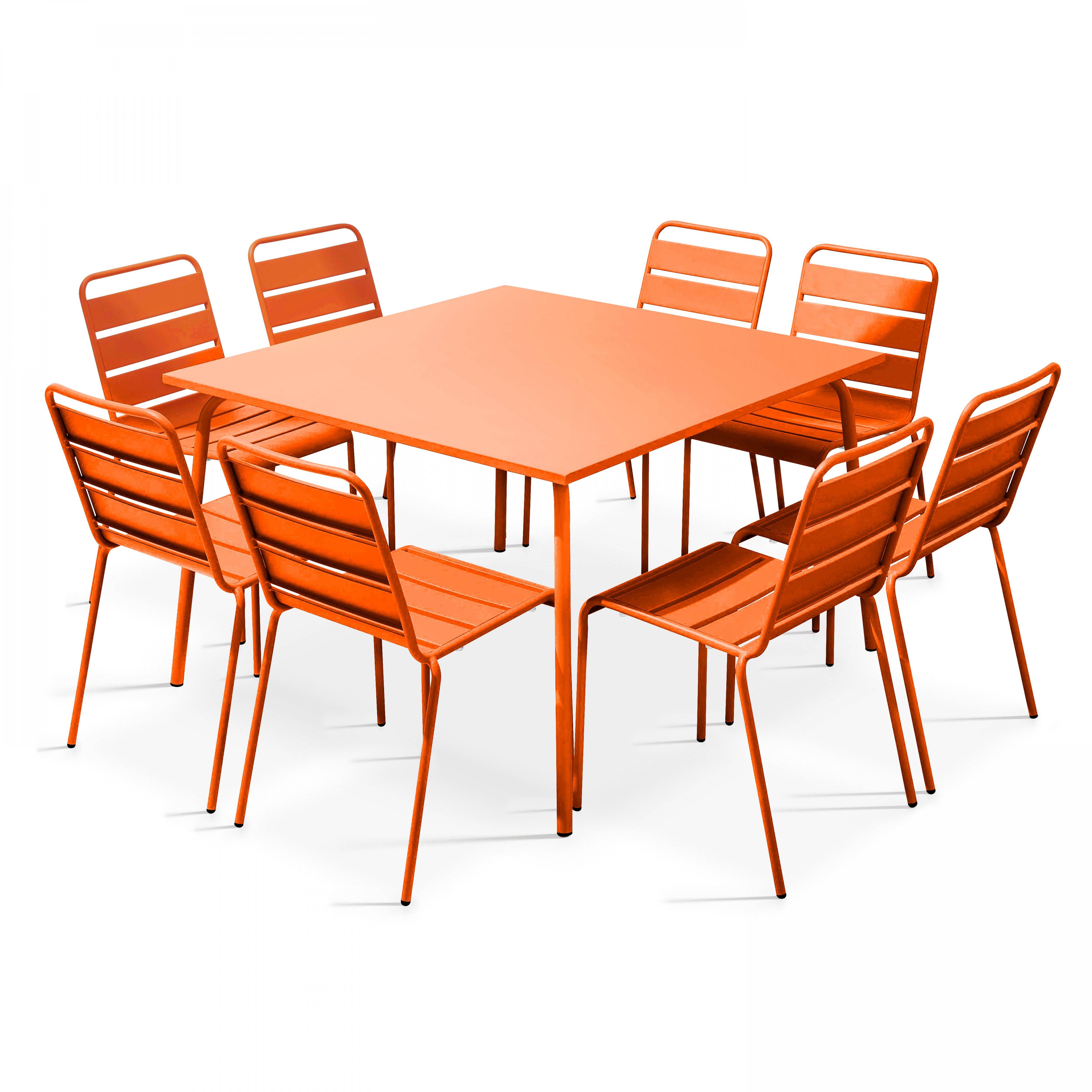 Oviala - Ensemble table de jardin et 8 chaises en métal orange Palavas - Oviala - Imagen 1