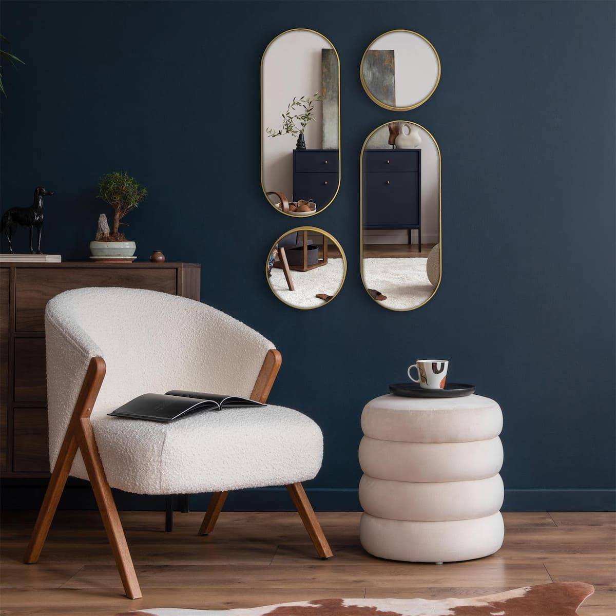 ALTOBUY - Lot de 4 Miroirs Muraux Décoratifs Rond et Ovale Versa Doré - IONIX - Image 2