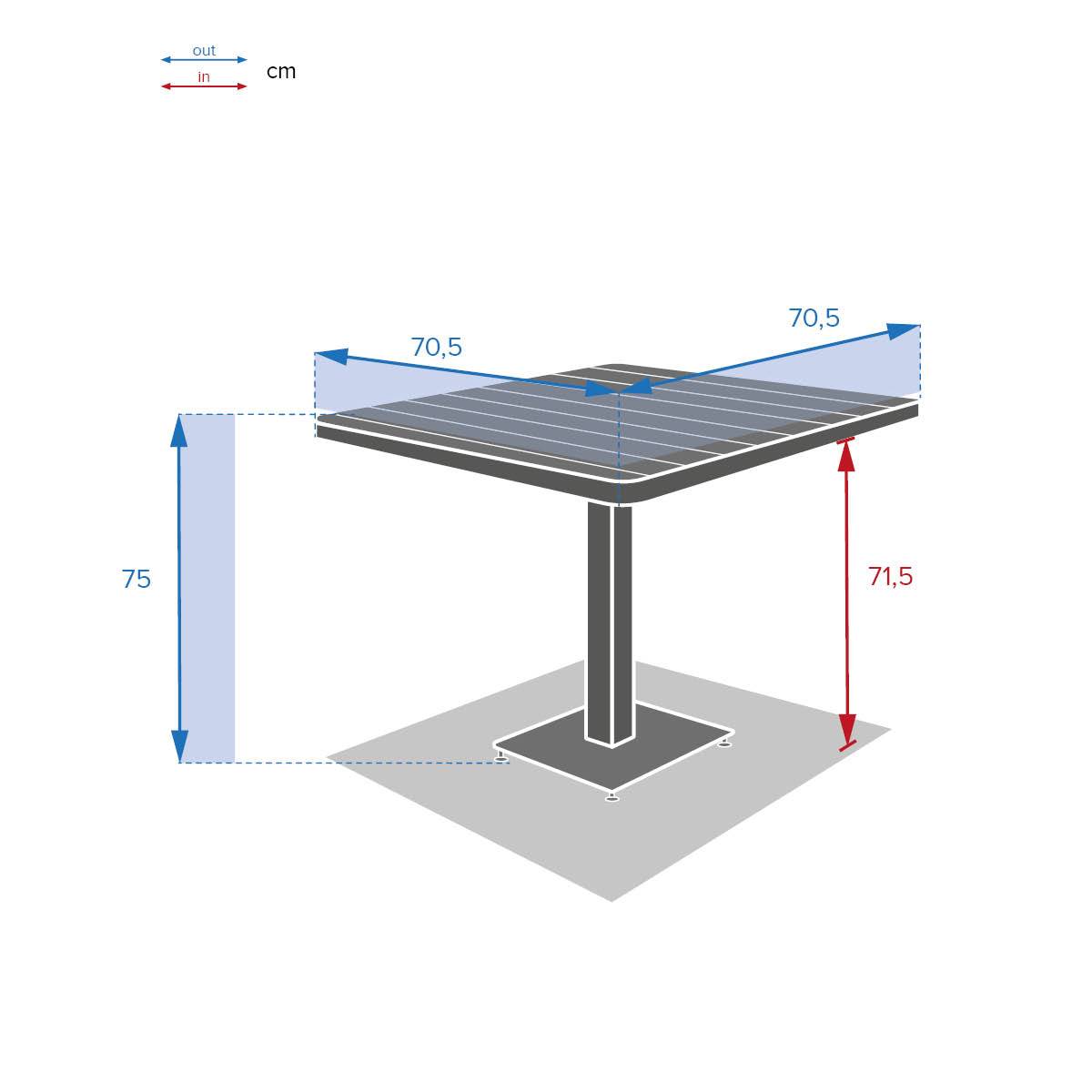 Hesperide - Table de jardin bistro "Tyla" acacia  & graphite en acier traité époxy - Hespéride - Imagen 8