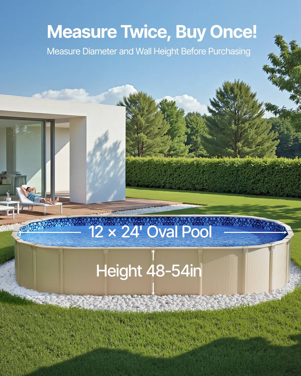 Vevor - VEVOR Revêtement de Piscine Ovale Doublure Style Chevauchement 732x366x147 cm - Image 3