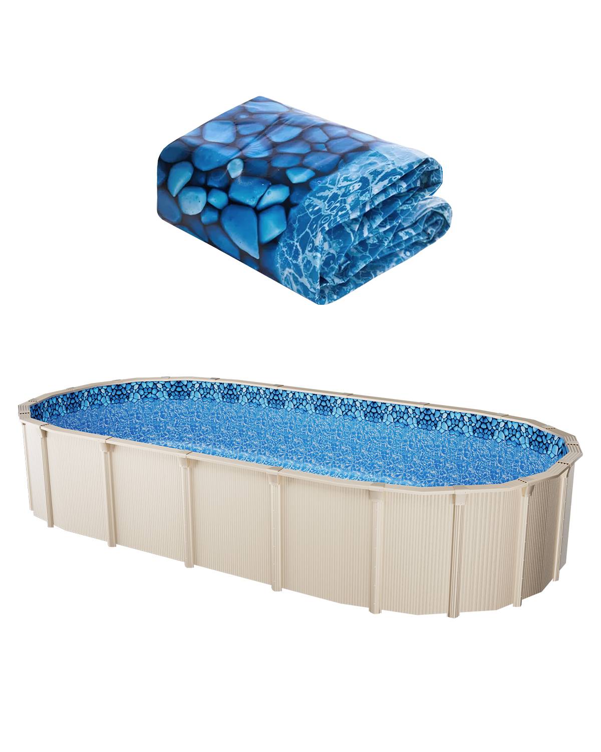 Vevor - VEVOR Revêtement de Piscine Ovale Doublure Style Chevauchement 732x366x147 cm - Image 1