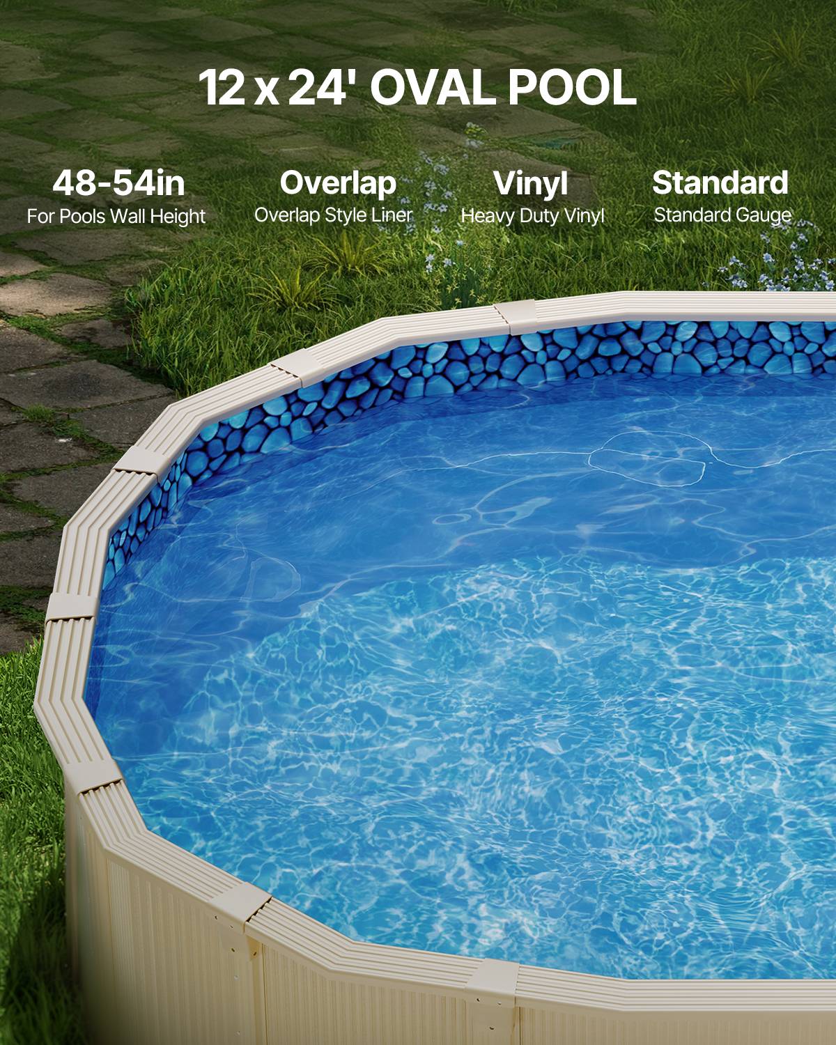 Vevor - VEVOR Revêtement de Piscine Ovale Doublure Style Chevauchement 732x366x147 cm - Image 2