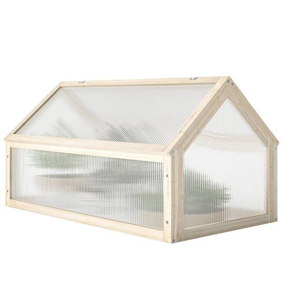 ComfortXL - Mini serre châssis bois pour semis croissance saine 90x52x49cm nature - ComfortXL Outdoor Living - Image 2