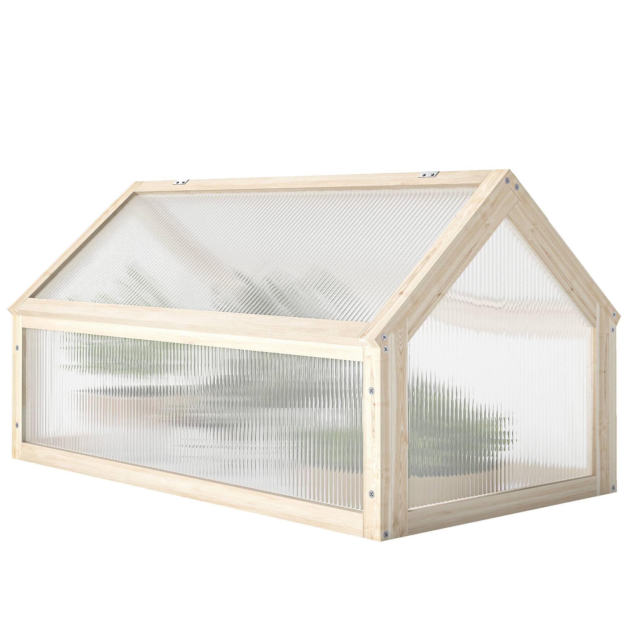 ComfortXL - Mini serre châssis bois pour semis croissance saine 90x52x49cm nature - ComfortXL Outdoor Living - Image 2