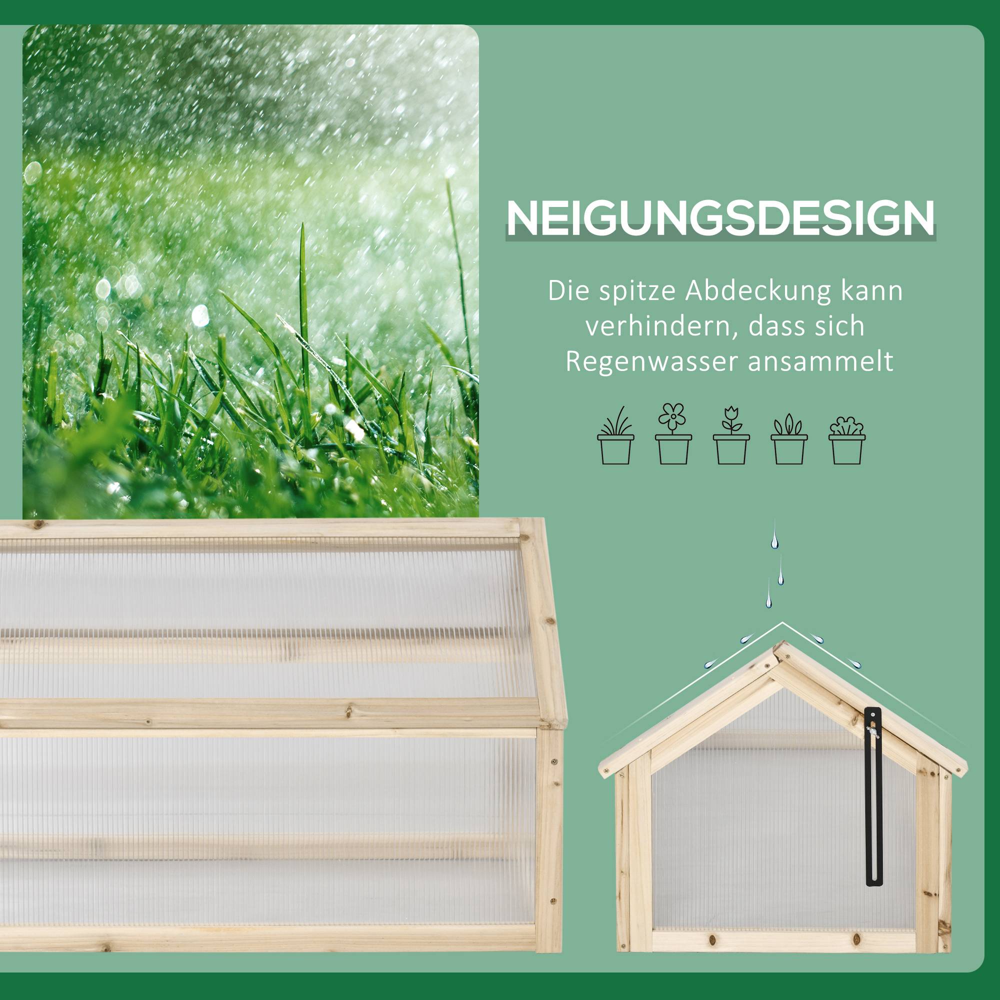 ComfortXL - Mini serre châssis bois pour semis croissance saine 90x52x49cm nature - ComfortXL Outdoor Living - Image 8