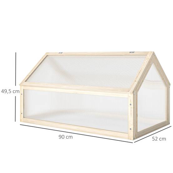 ComfortXL - Mini serre châssis bois pour semis croissance saine 90x52x49cm nature - ComfortXL Outdoor Living - Image 5