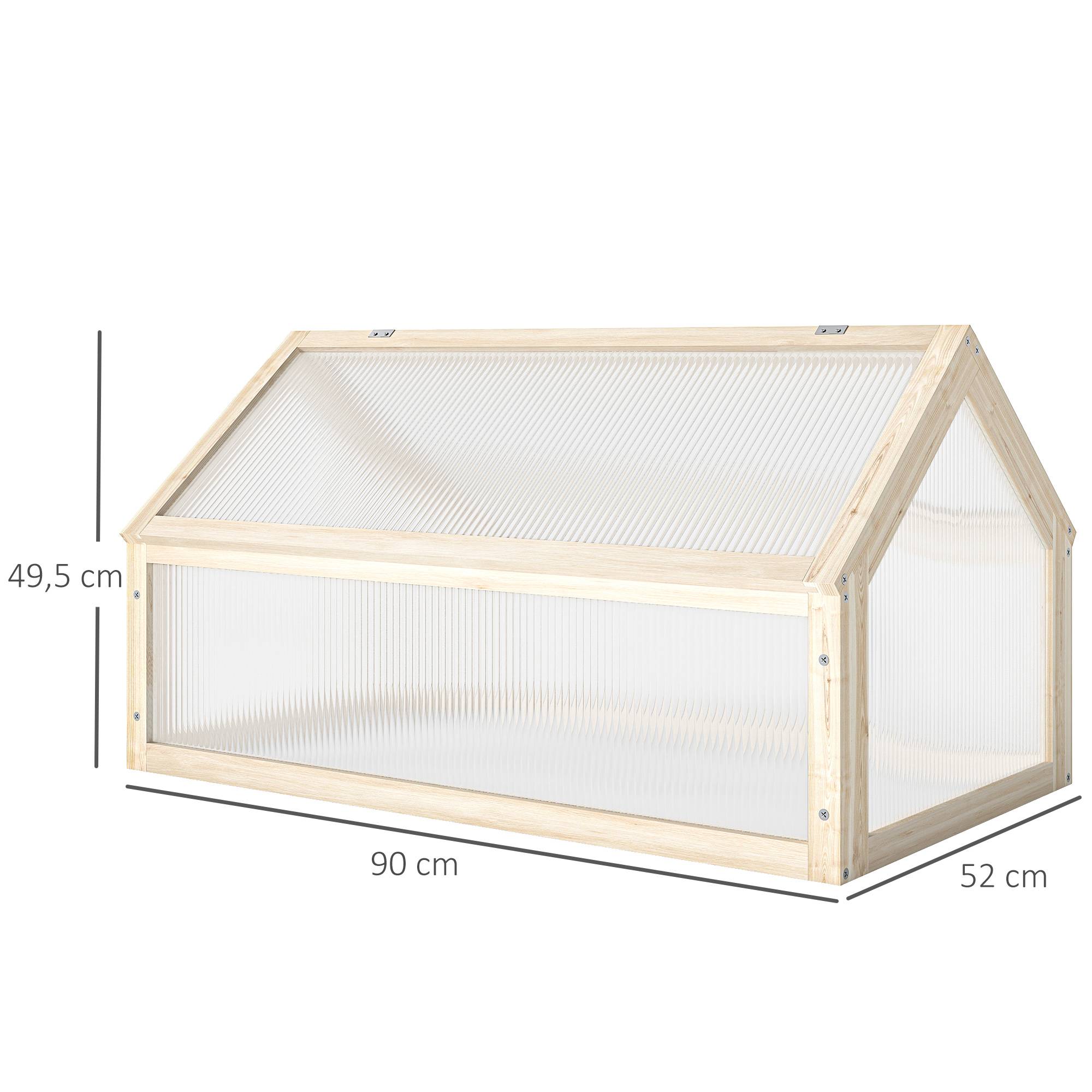 ComfortXL - Mini serre châssis bois pour semis croissance saine 90x52x49cm nature - ComfortXL Outdoor Living - Image 5