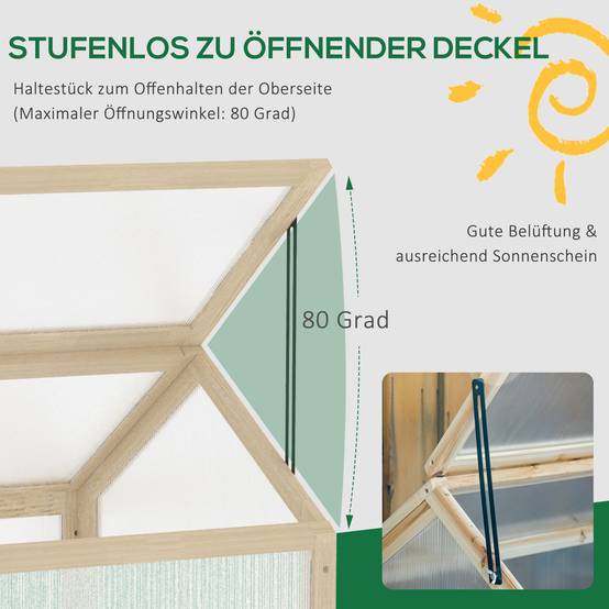 ComfortXL - Mini serre châssis bois pour semis croissance saine 90x52x49cm nature - ComfortXL Outdoor Living - Image 7