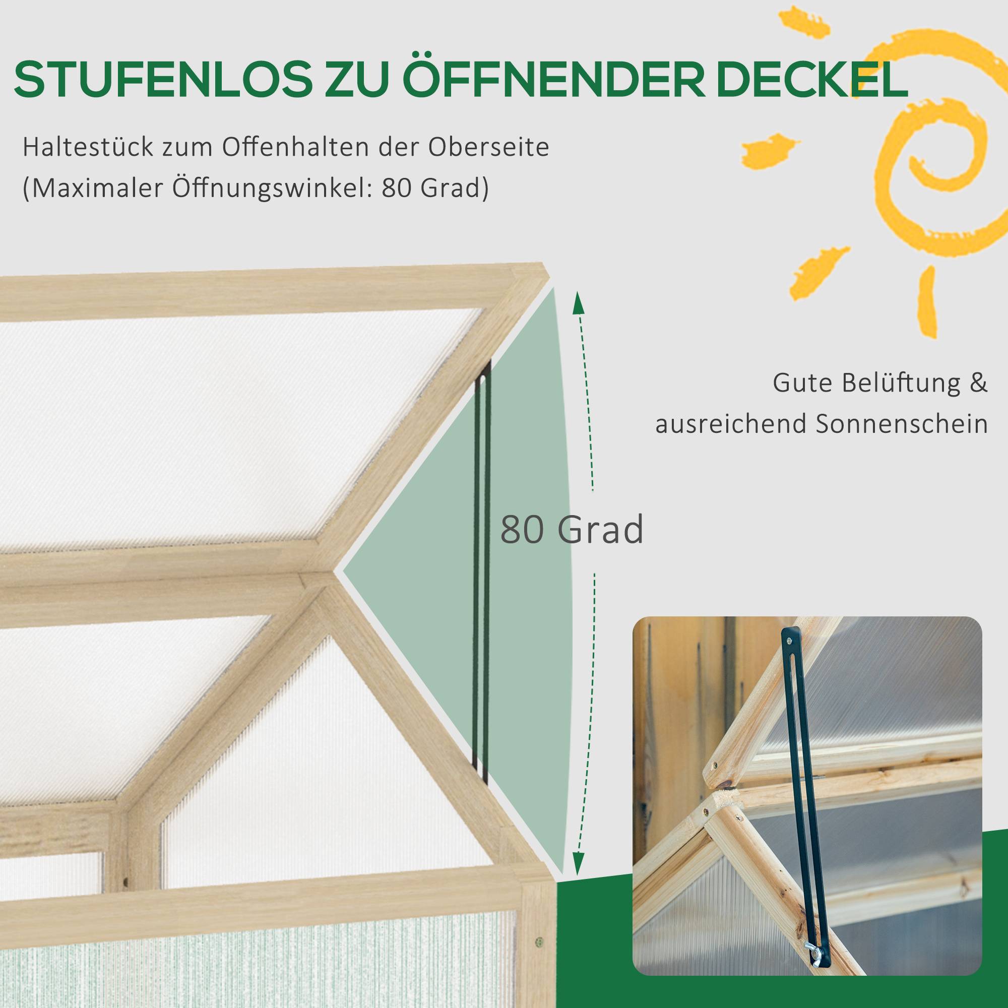 ComfortXL - Mini serre châssis bois pour semis croissance saine 90x52x49cm nature - ComfortXL Outdoor Living - Image 7