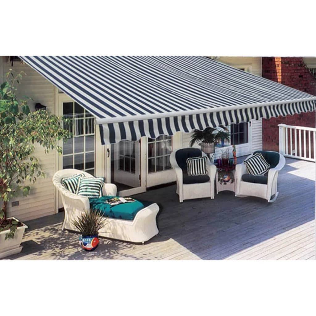 Store Banne - Auvent pliable manuel 300 cm Bleu/blanc - MEUBLE PRO - Image 1