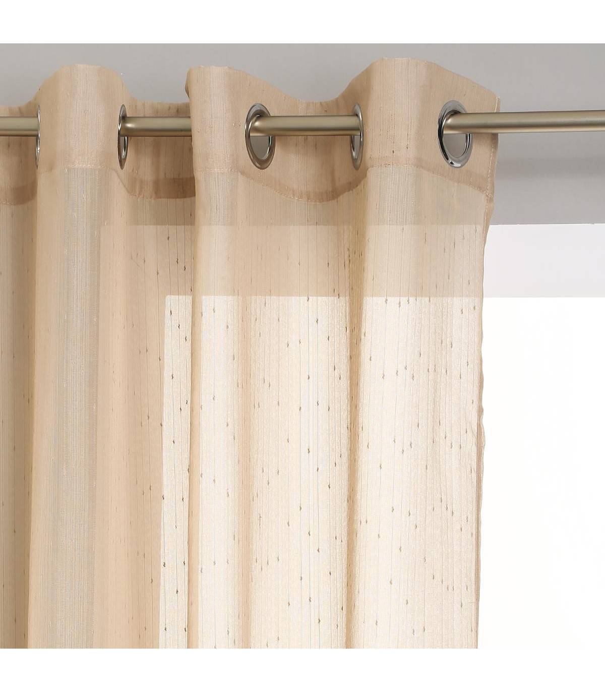 Atmosphera - Voilage à œillets Beige Lin avec de fines rayures 140 x 240 cm - Imagen 1