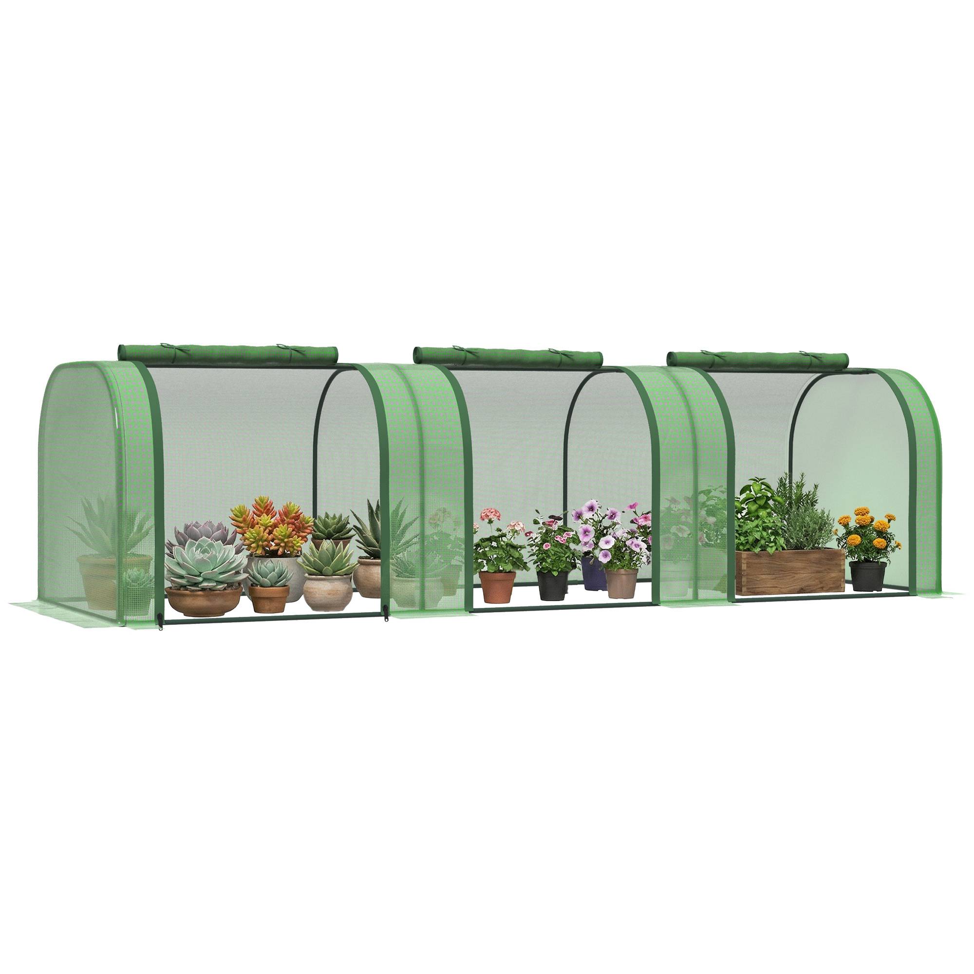 Sans Marque - Serre aluminium trois portes enroulables bâche robuste acier verte 2,95x1x0,8 m