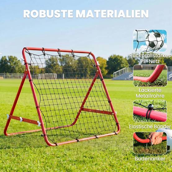 Mur de rebond football 84x84 cm, angle réglable, entraînement tir, passes et contrôle, rouge - Image 2