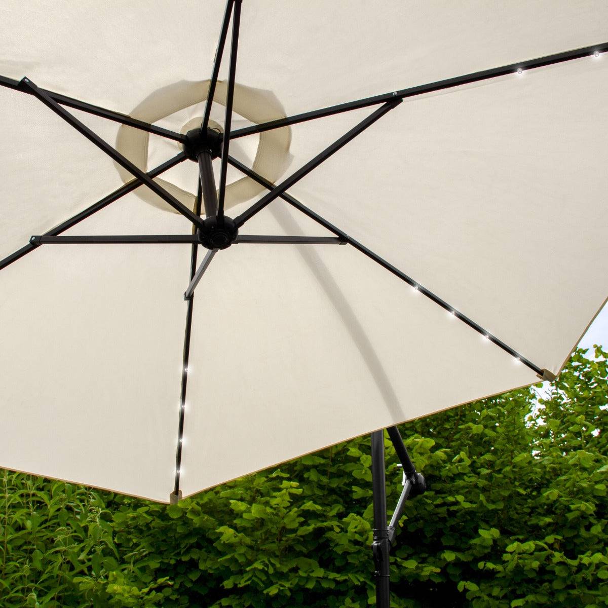 Monstershop - Parasol Crème 3m avec LED's Intégrés avec Base Carrée - Imagen 3
