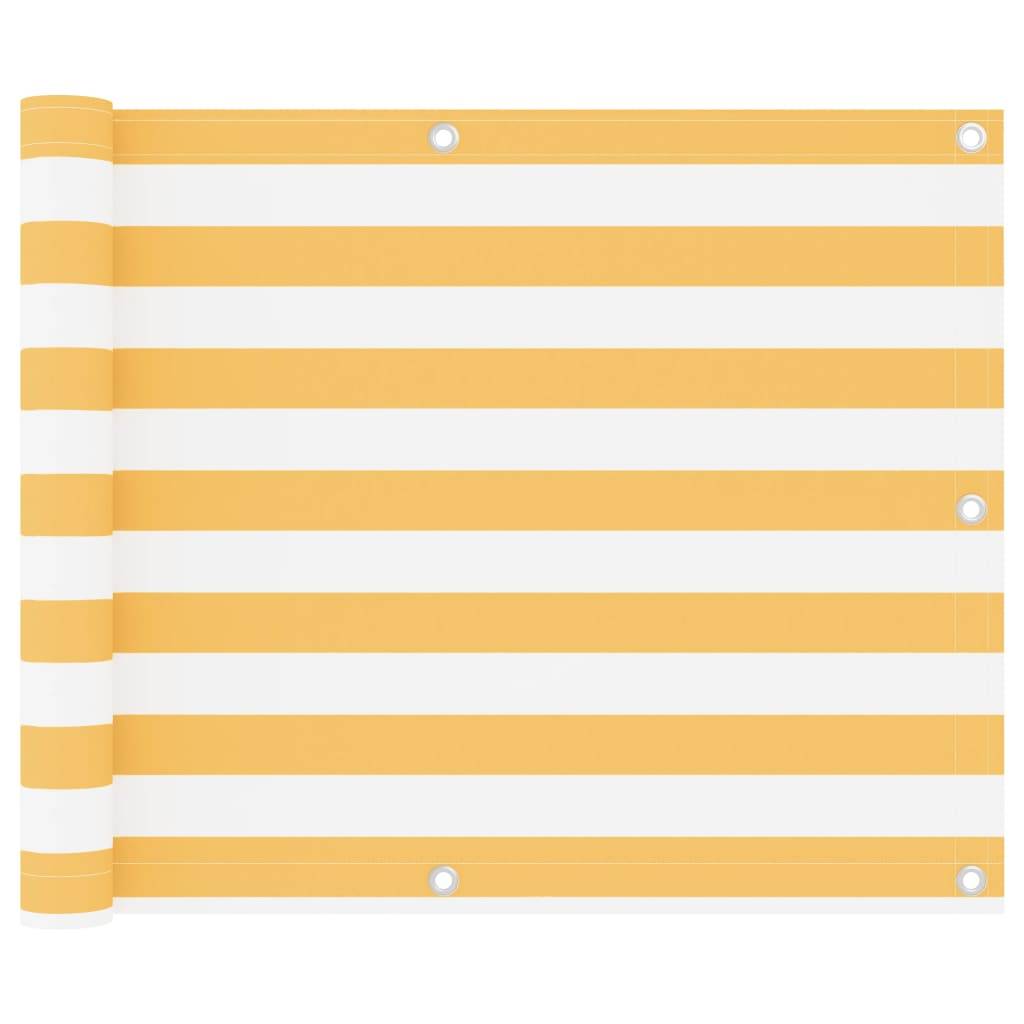 Helloshop26 - Écran de balcon brise pare vue protection confidentialité 75 x 500 cm tissu oxford blanc et jaune - Imagen 1