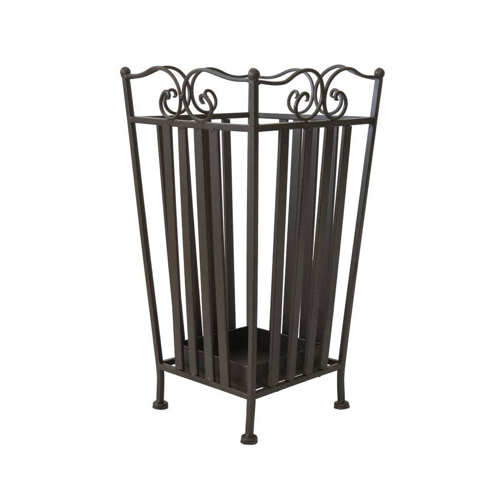 ~ Porte parapluie en fer forgé marron 26 x 26 x 46 cm Chemin de campagne