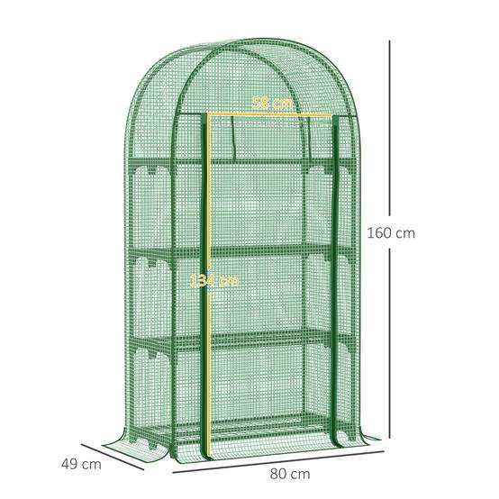 Sans Marque - Serre jardin 4 étagères métalliques porte enroulable PE plantes fleurs pots 80x49x160 verte,Sans Marque - Image 5